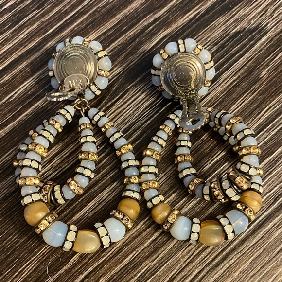 Double Helix crystal earrings. Clip one’s make a statem - Picture 4 of 5